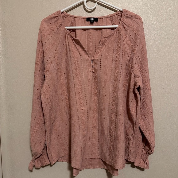 Frye Womens Textured Blouson Sleeve Blouse Pink. - Picture 3 of 7
